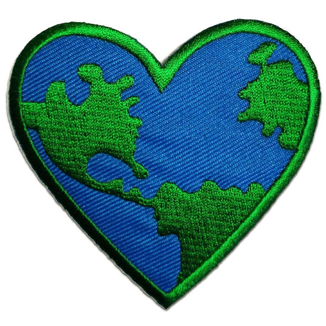 Patch / iron-on patch - Peace on earth - blue - 7.2 x 7.2 - appliqué patch