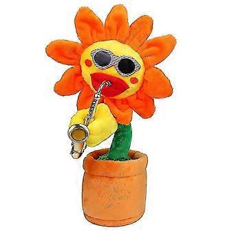 Zingende en dansende bloem met saxofoon pluche grappig elektrisch speelgoed