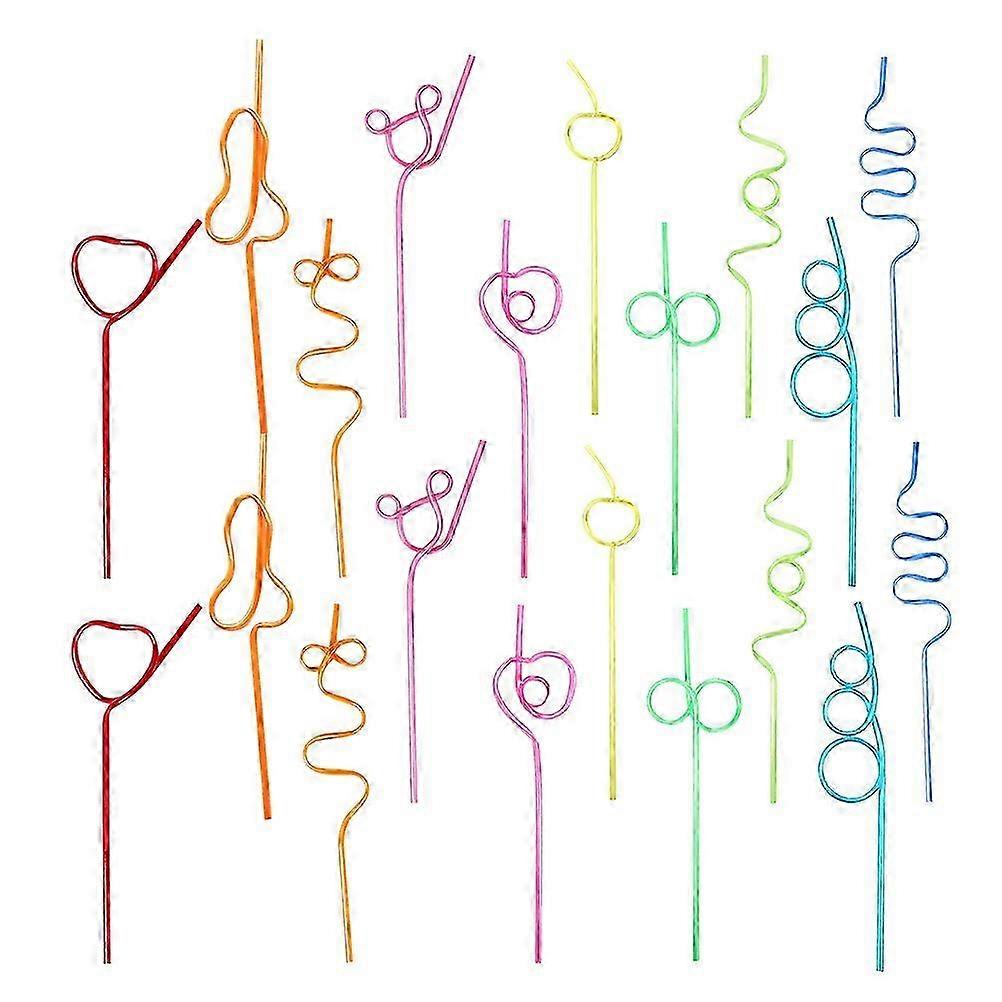 20Pcs Novelty Creative Shape Straws Plastic Straws Creative Drinking Straws Random Color
