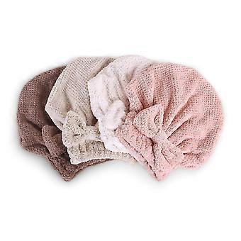 4 piezas de terciopelo de coral lindo lazo gorro de baño, jersey absorbente gorra de pelo seco gorro de ducha de lana de coral lindo sombrero de princesa de piña