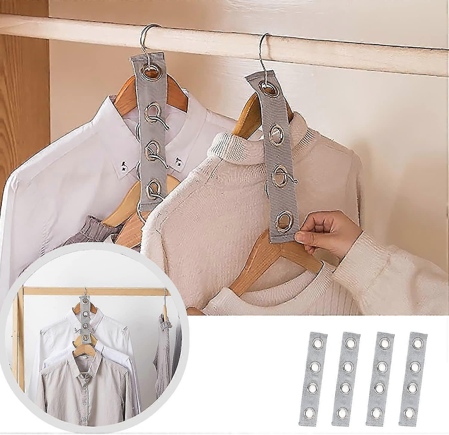 4 Pcs Closet Hanger Connector Extender, Gray