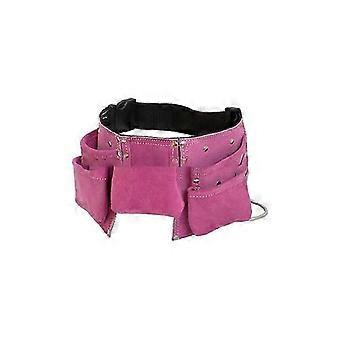 34 x 20 cm Werkzeuggürtel aus Leder für Kinder, Hüfttasche aus Leder für Outdoor-Arbeitsgeräte aus Leder, Gartenbedarf (Pink)