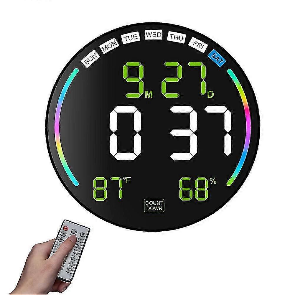 Large Digital Wall Clock with 10.3" LED Display,Countdown Timer,DST,Temperature,Humidity,Auto-Dimming,compatible with Office,Gym