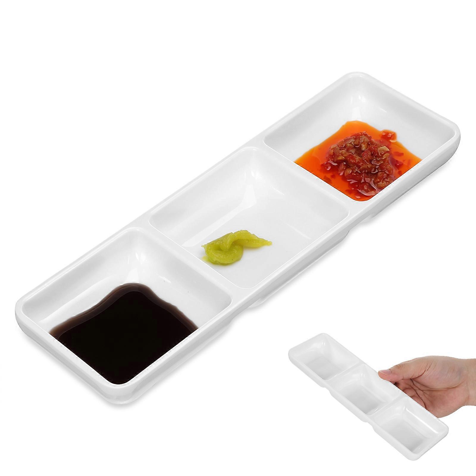 Practical Sauce Dipping Tray Three-Grids for Storage Serving Dish Reusable Plate