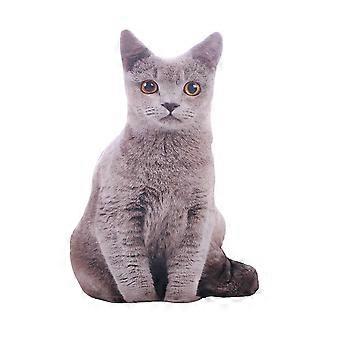 Simulated Cat Plush Toy Cushion for Home Use 1Pcs Grey Throw Pillow