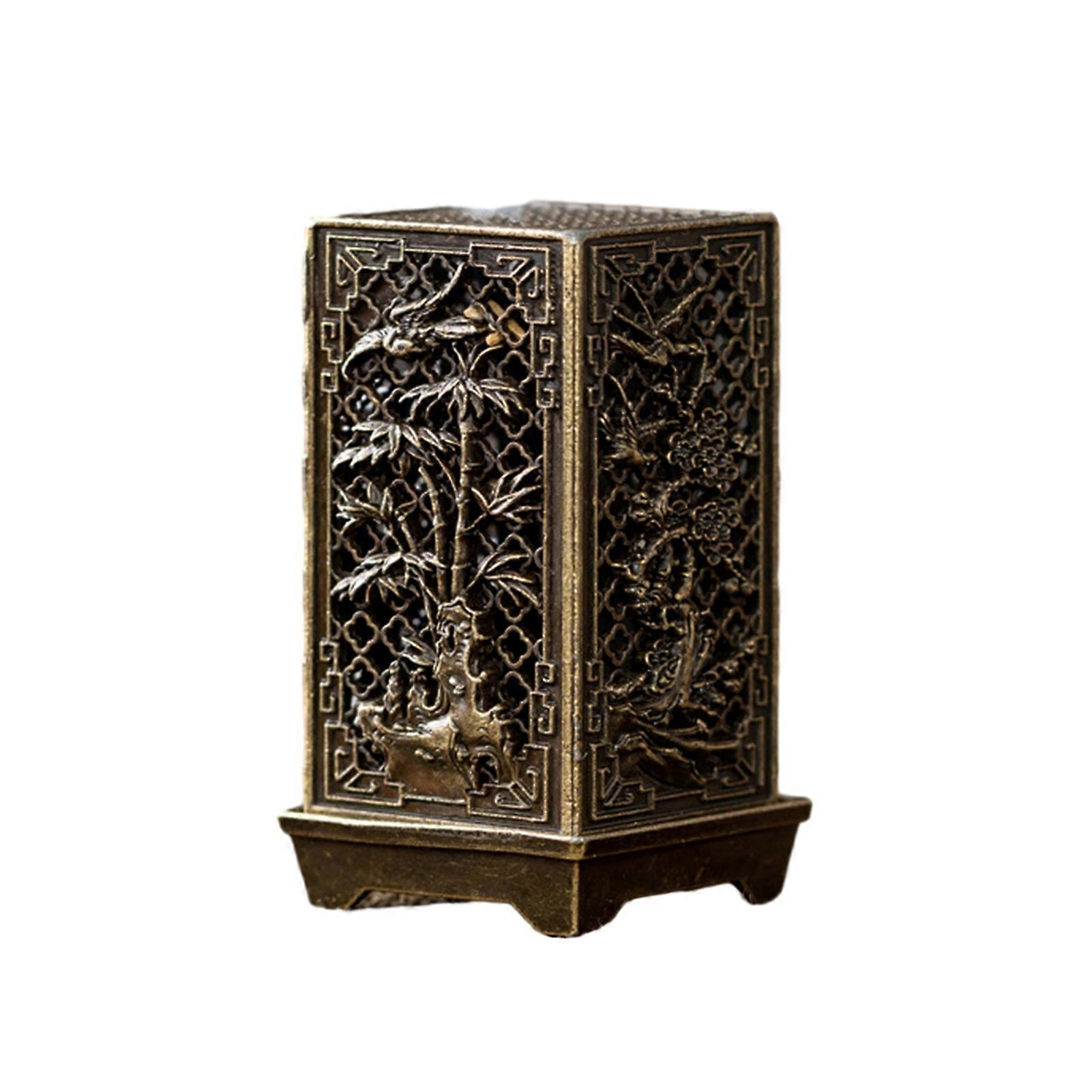 Cube Incense Burner with Cloud Flower Pattern Zinc Alloy