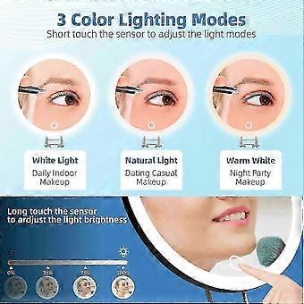 30X Magnifying Mirror with Light, 15cm 3 Color Modes Dimming, with 3 Suction Cups and 360 Table Stand-zspp