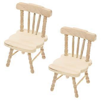 Mini House Accessories Wooden Chair Models for Decoration 2Pcs