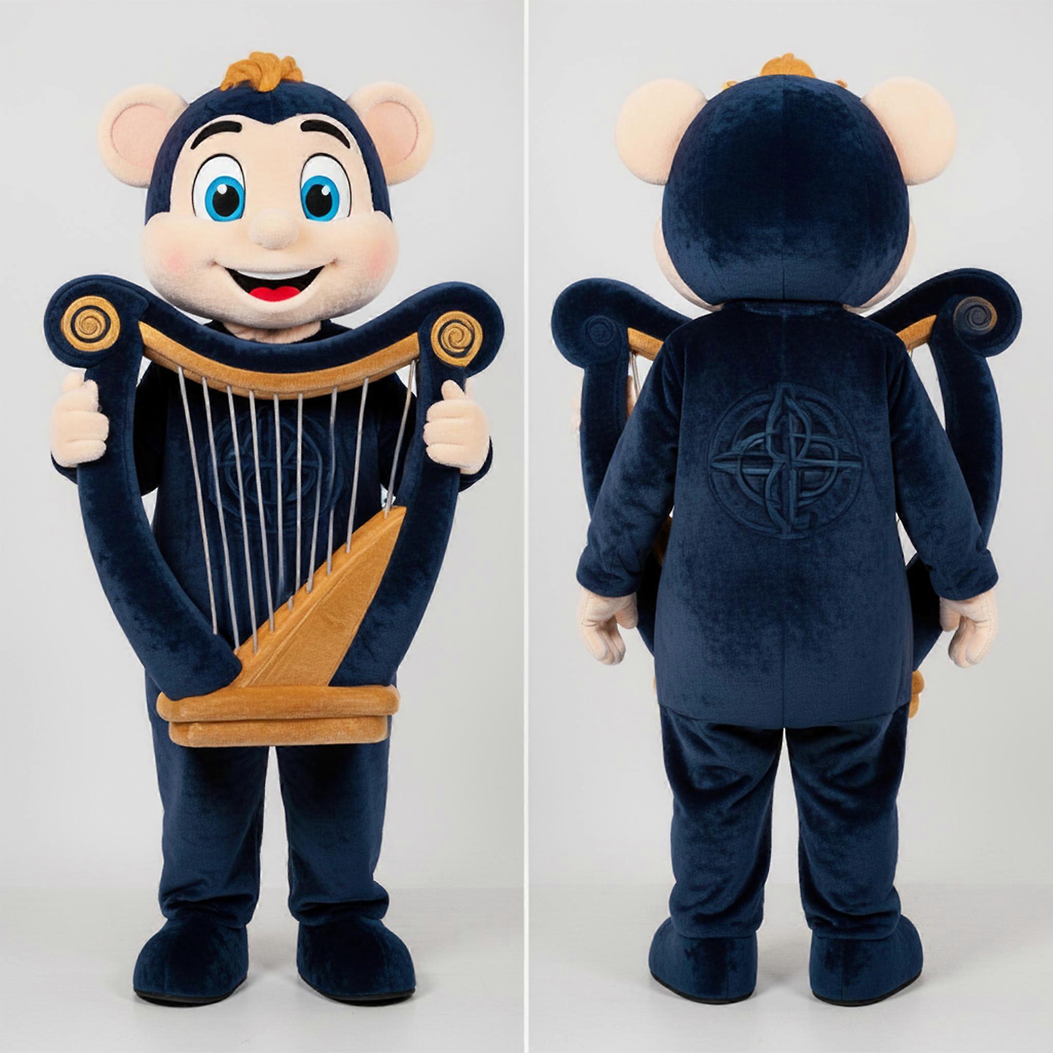 MASTICOT Navy Blue Padded Celtic Harp Mascot