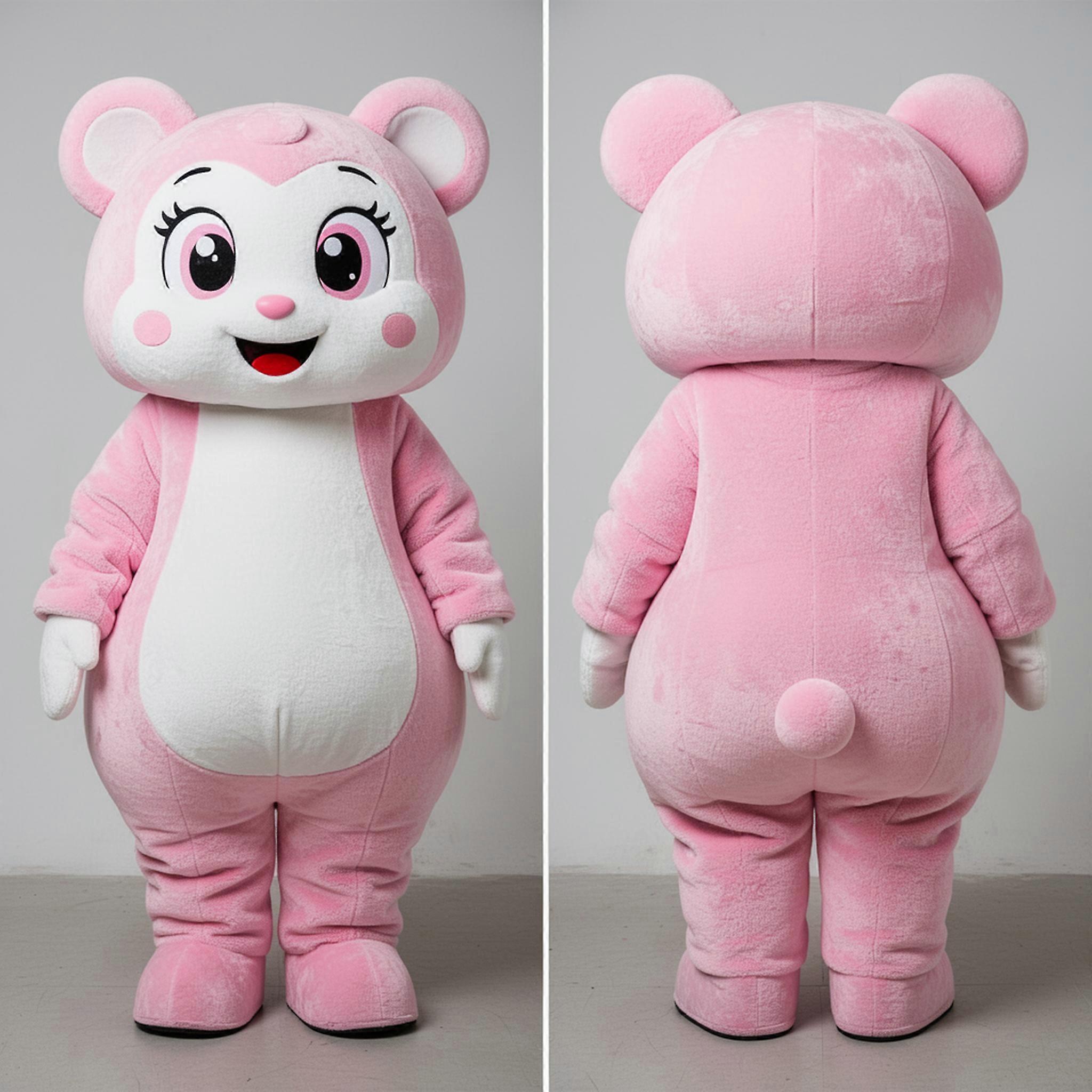 MASTICOT Blush White Cartoon Bear Pink Mascot