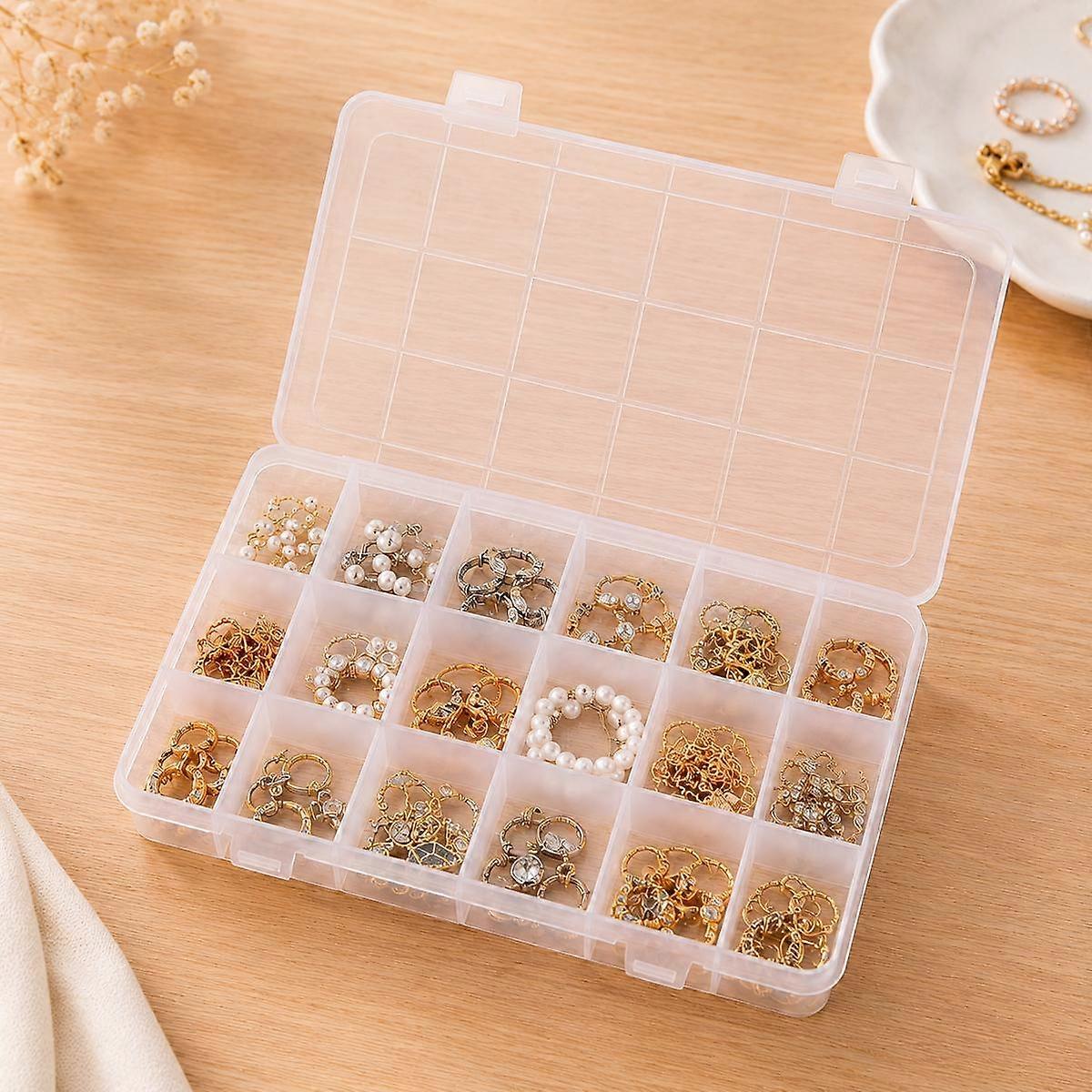 18-Compartment Non-Removable Clear Plastic Organizer Box