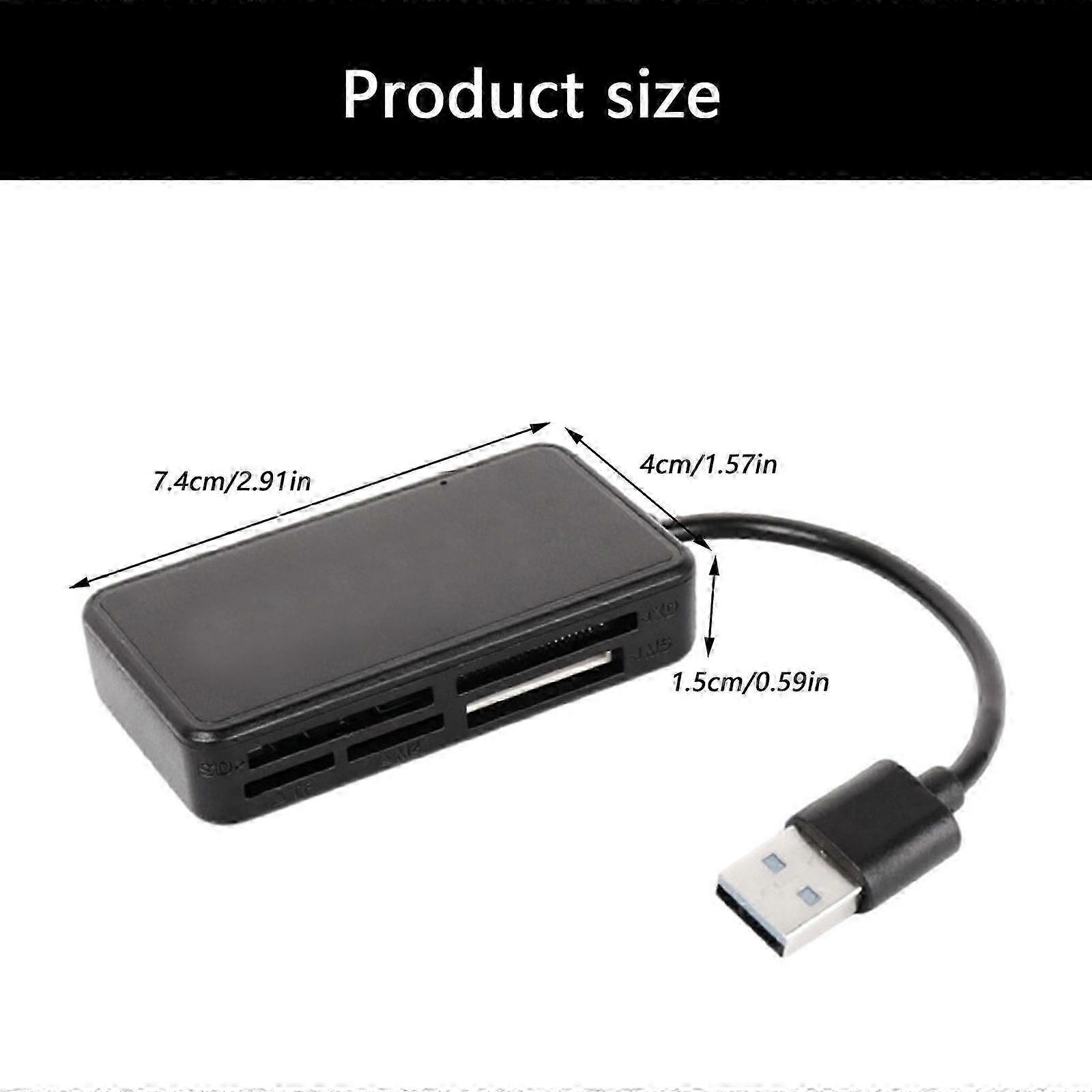 Multicolor 6-in-1 USB Memory Card Reader, MS Card Reader Adapter Accessory for Cameras, Mobile Devices and Laptops