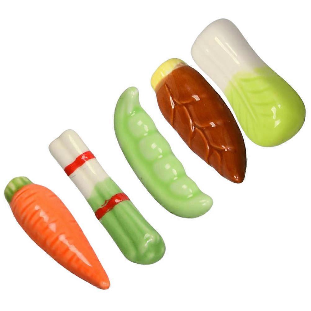 Vegetables Design Chopstick Holder Ceramic Spoon Rack for Dining 5Pcs