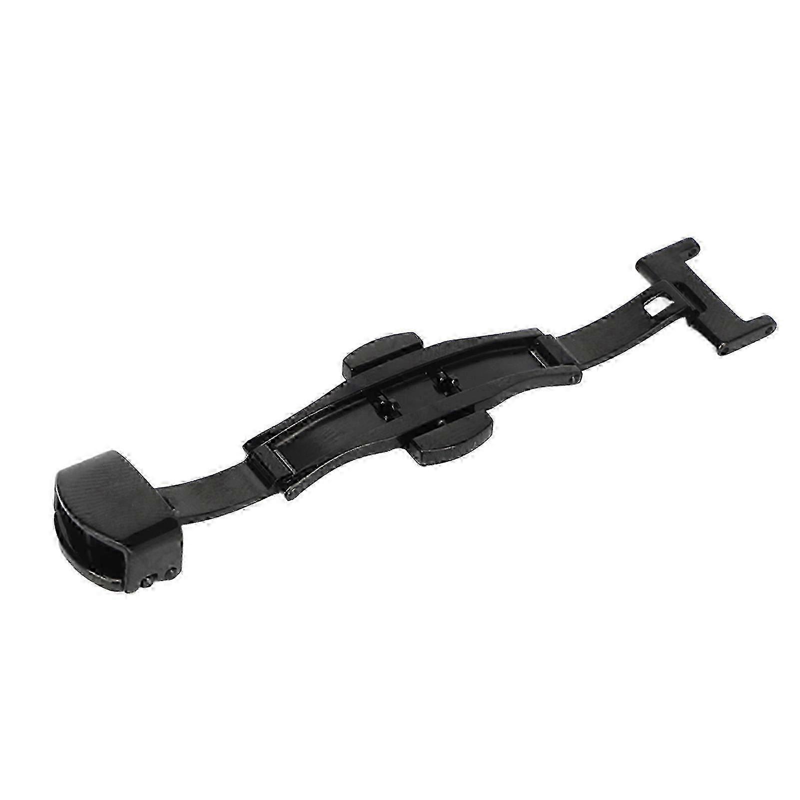 16mm Black Stainless Steel Watch Deployment Clasp Double Push Button