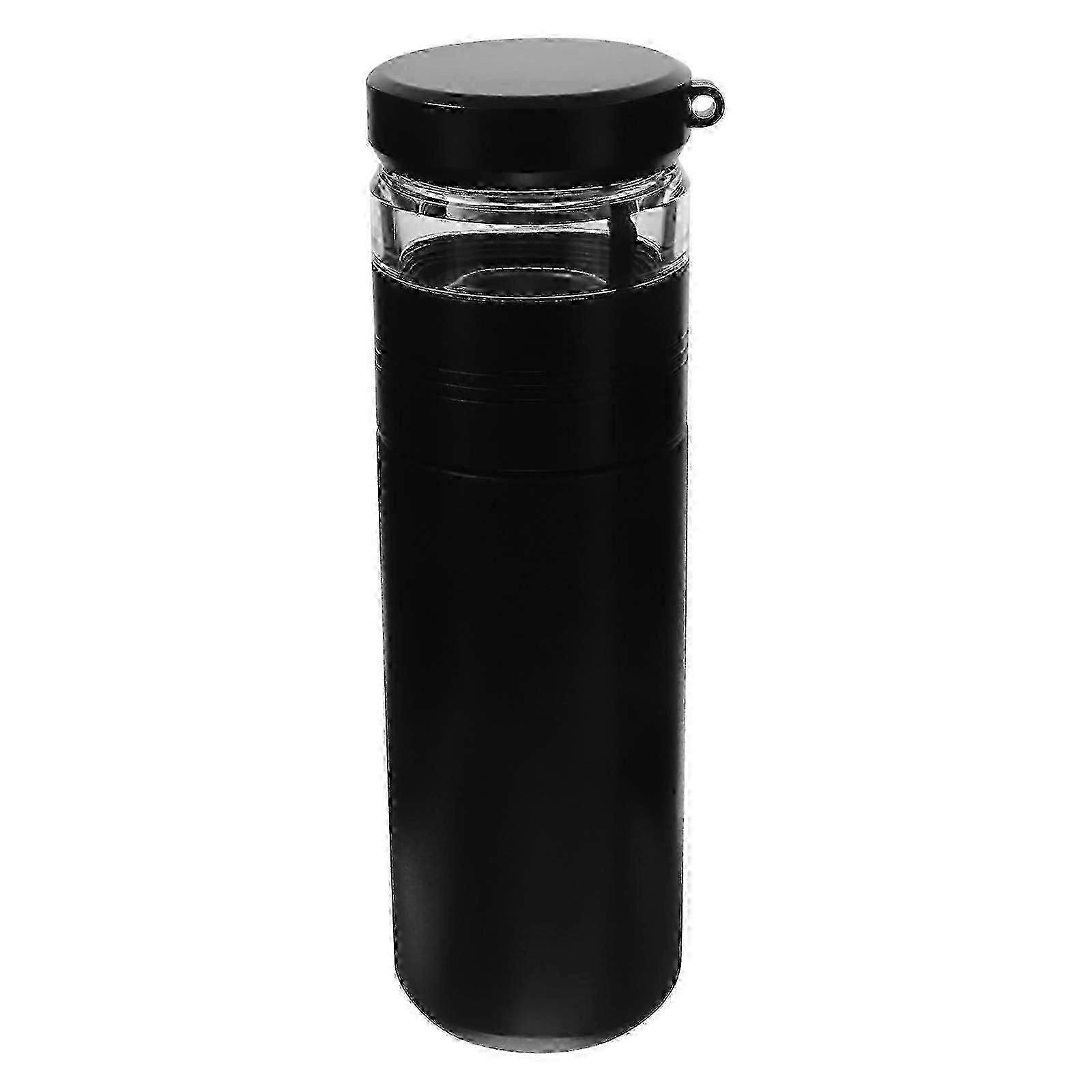 Glass-Infused Black Stainless Tea Bottle