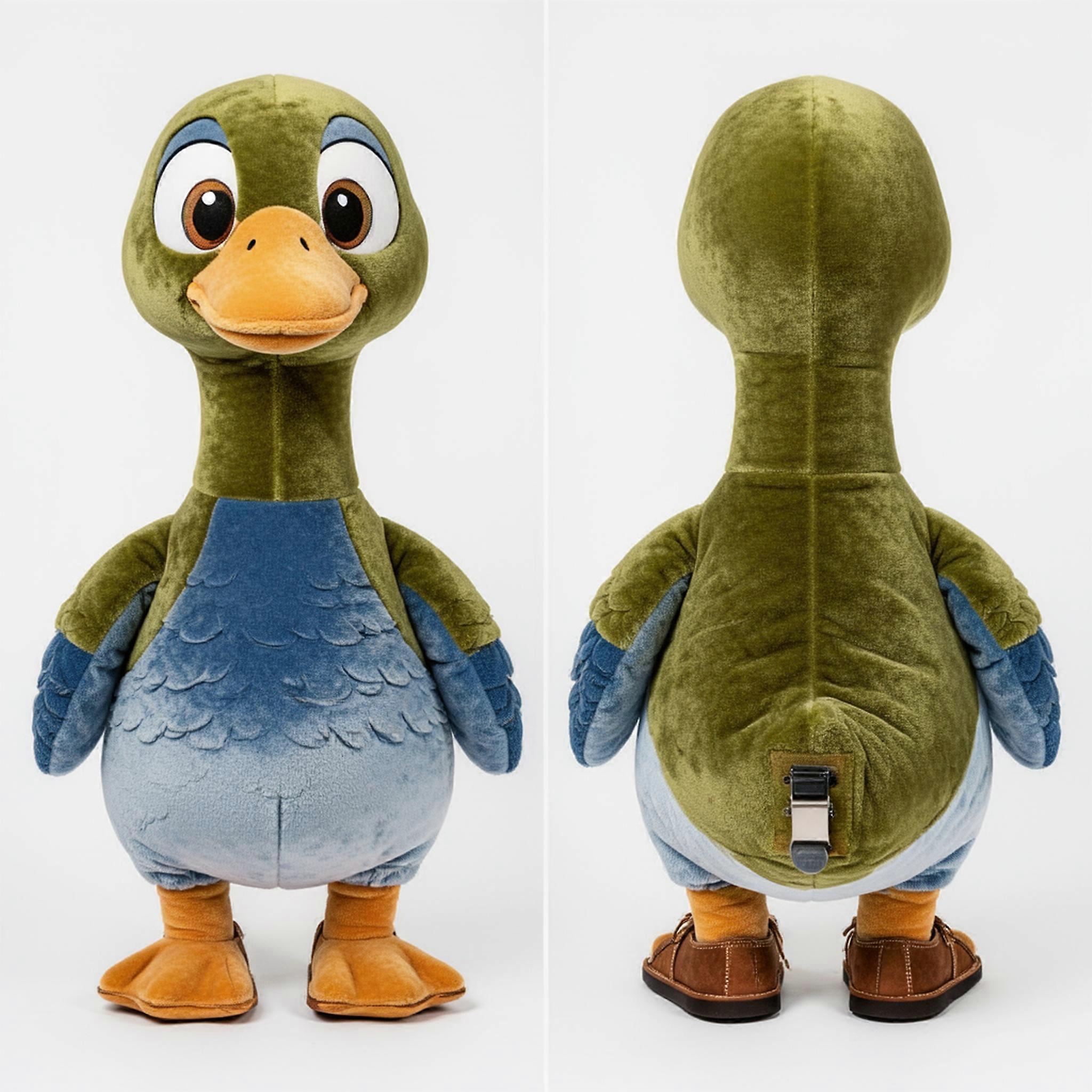 MASTICOT Olive Green Fluffy Geese Mascot