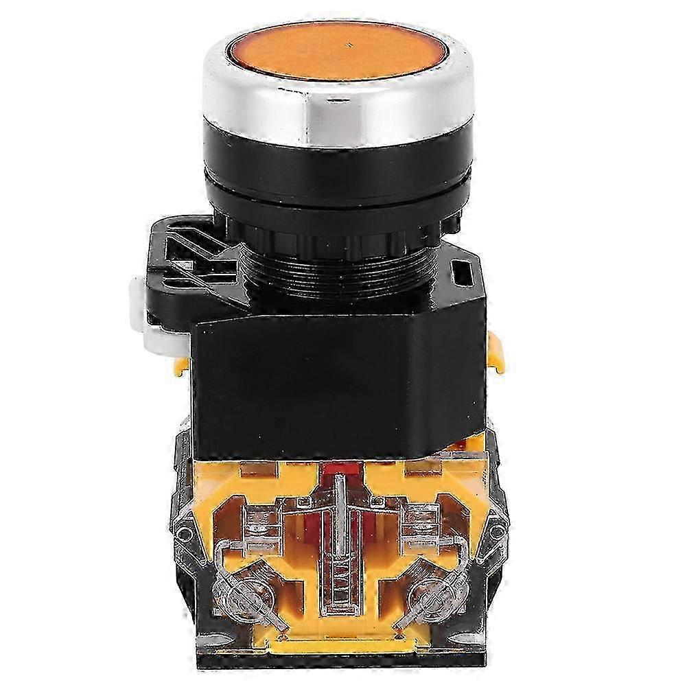 5pcs 22mm 37V-440V Push Button Switch Self Locking Button Switch without Light(Orange )