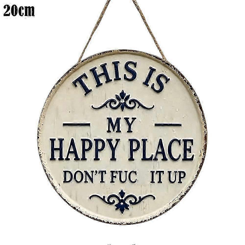 Rust-Effect Round Metal Hanging Sign