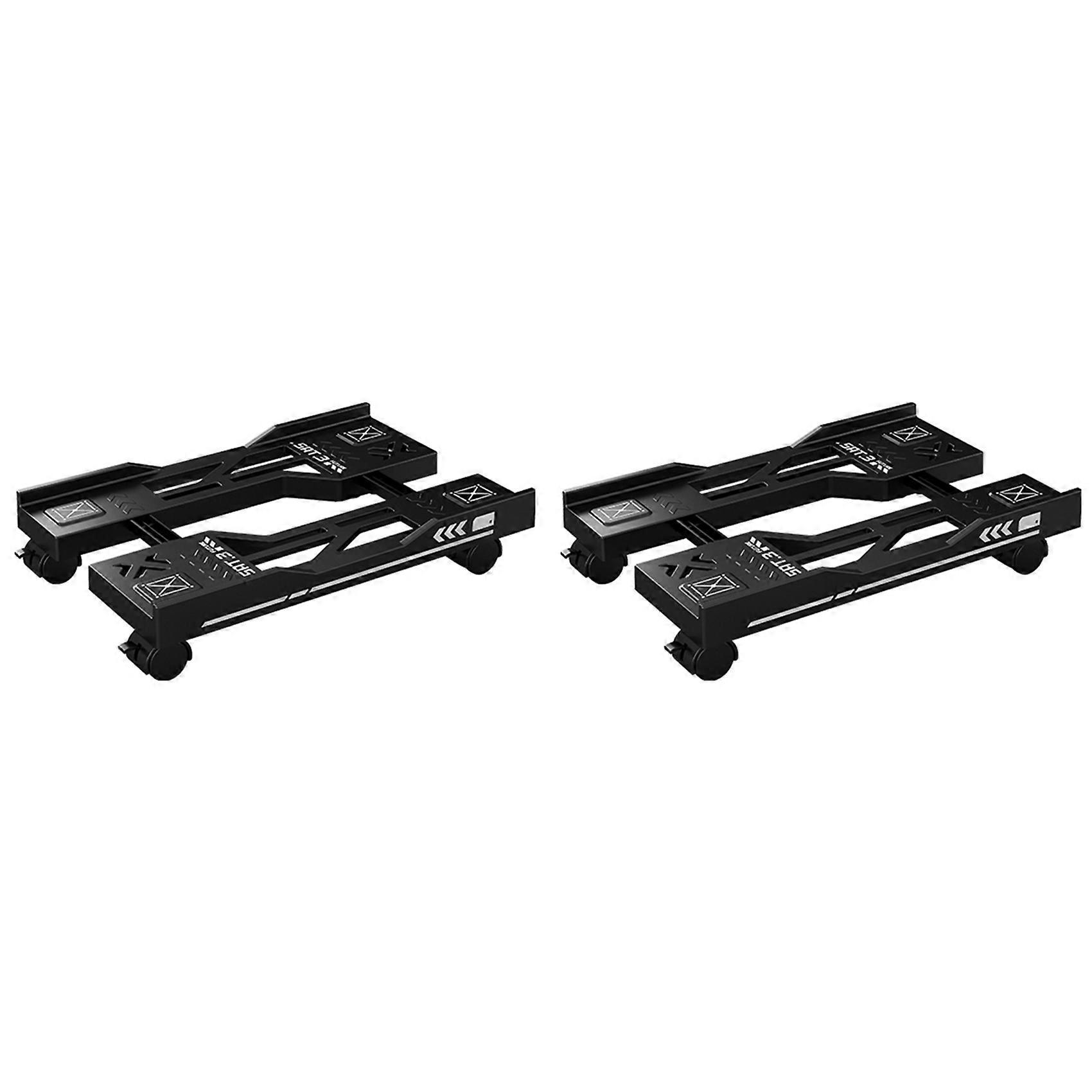 2X Adjustable Computer Host Bracket Mobile PC Holder Cart Computer Tower Stand Black