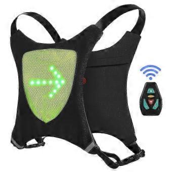 Enhanced Cycle Safety LED Backpack with Double-Sided Turn Signals and Direction Indicator, USB Rechargeable Waterproof Bike Bag