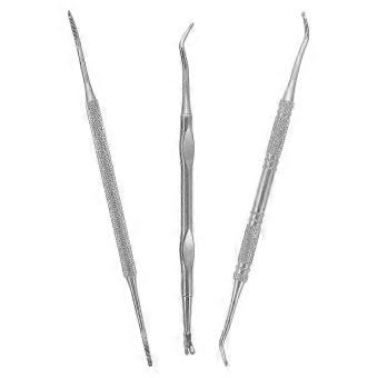 3Pcs Stainless Steel Double-end Nail Cleaner & Ingrown Toenail File with Lifter Tool