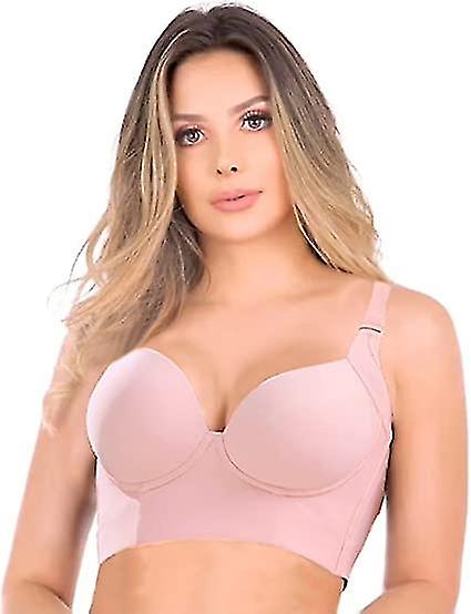 Soutiens-gorge de couverture complète du dos pour femmes, Fashion Deep Cup Hide Back Fat Bra avec Shapewear Incorporated Push Up Sports Soutiens-gorge A