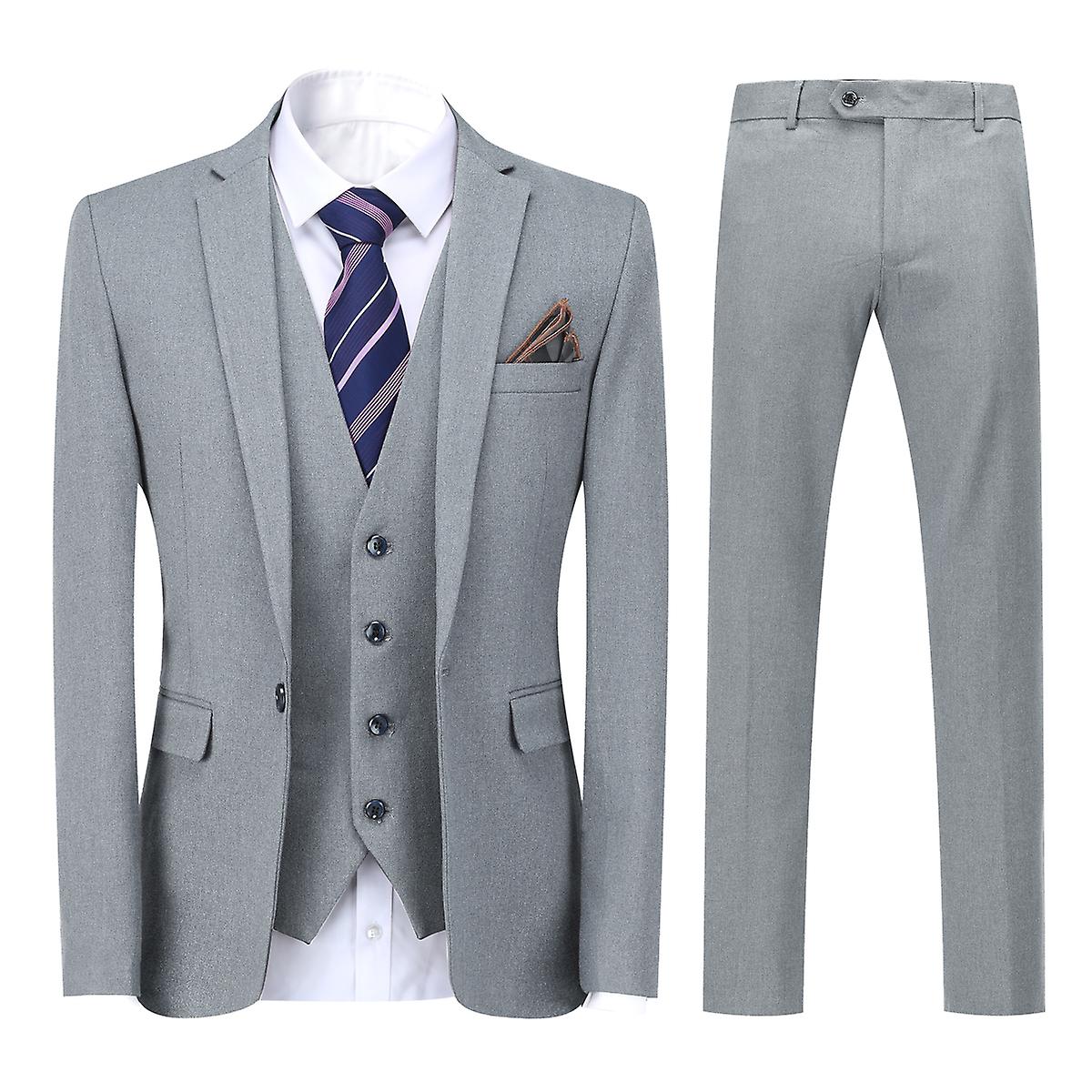 Cloudstyle Men's 3 Piece Business Solid Color 1 Button Polyester Suit Set