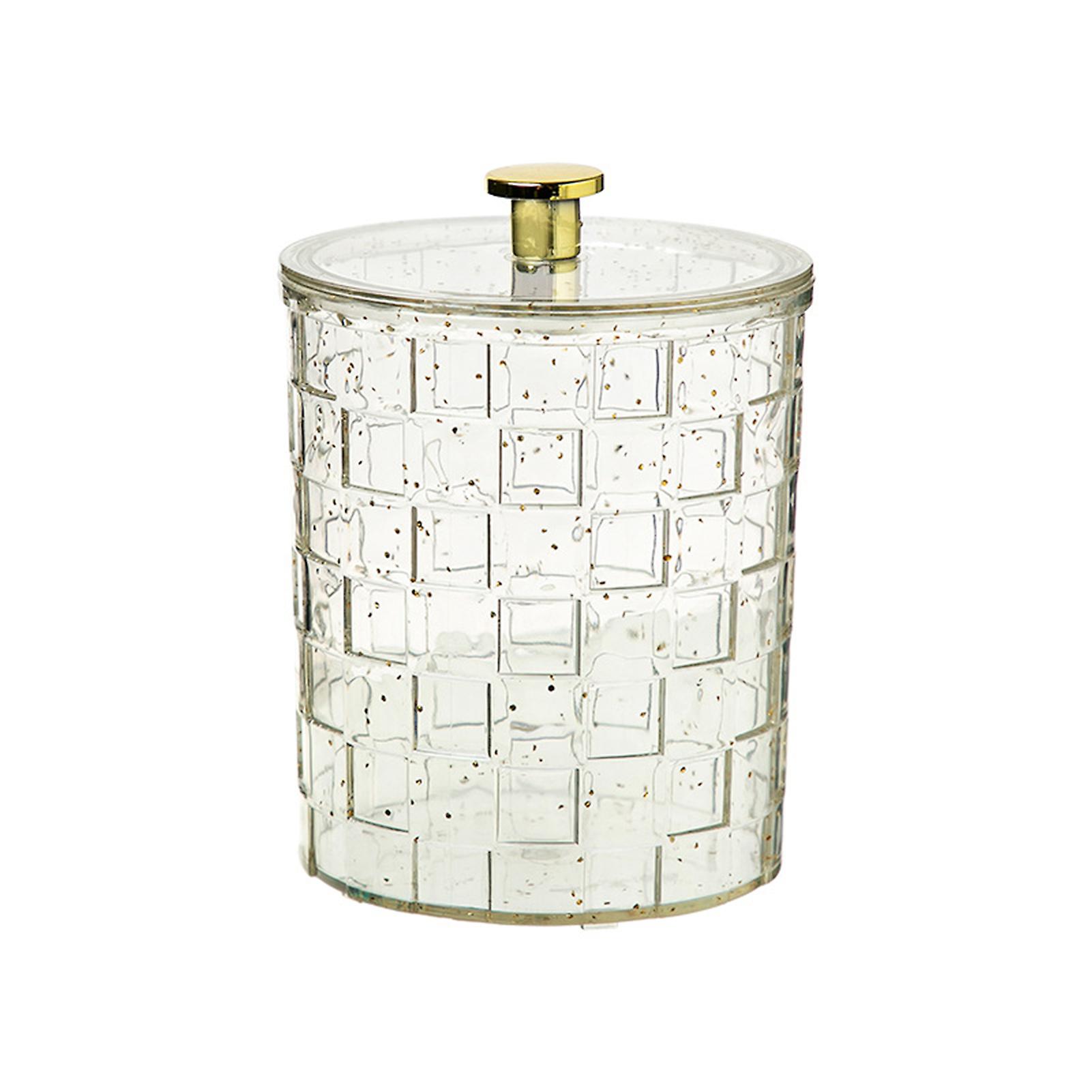Cylindrical Storage Box with Lid Dustproof Jewelry Cotton Swab Holder for Home