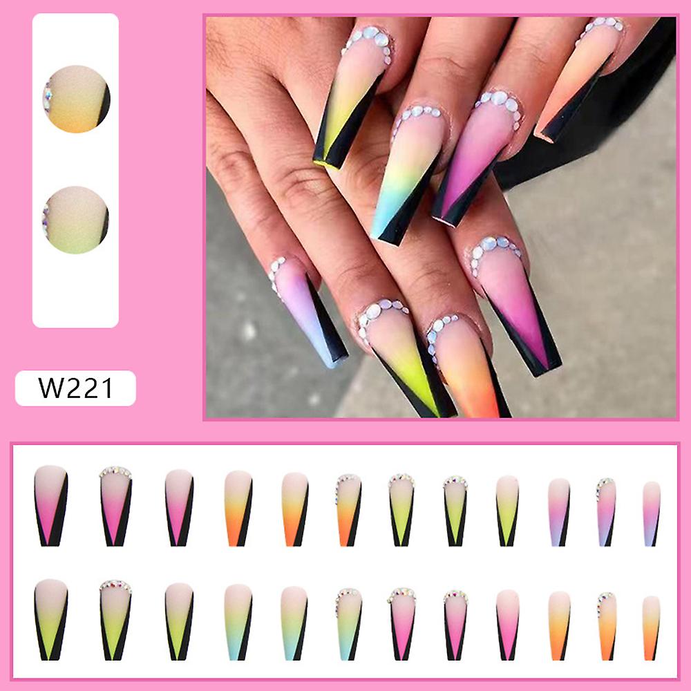 24pcs Ballerina Fake Nail No Fading Colorful Reusable Nail Easy Wear