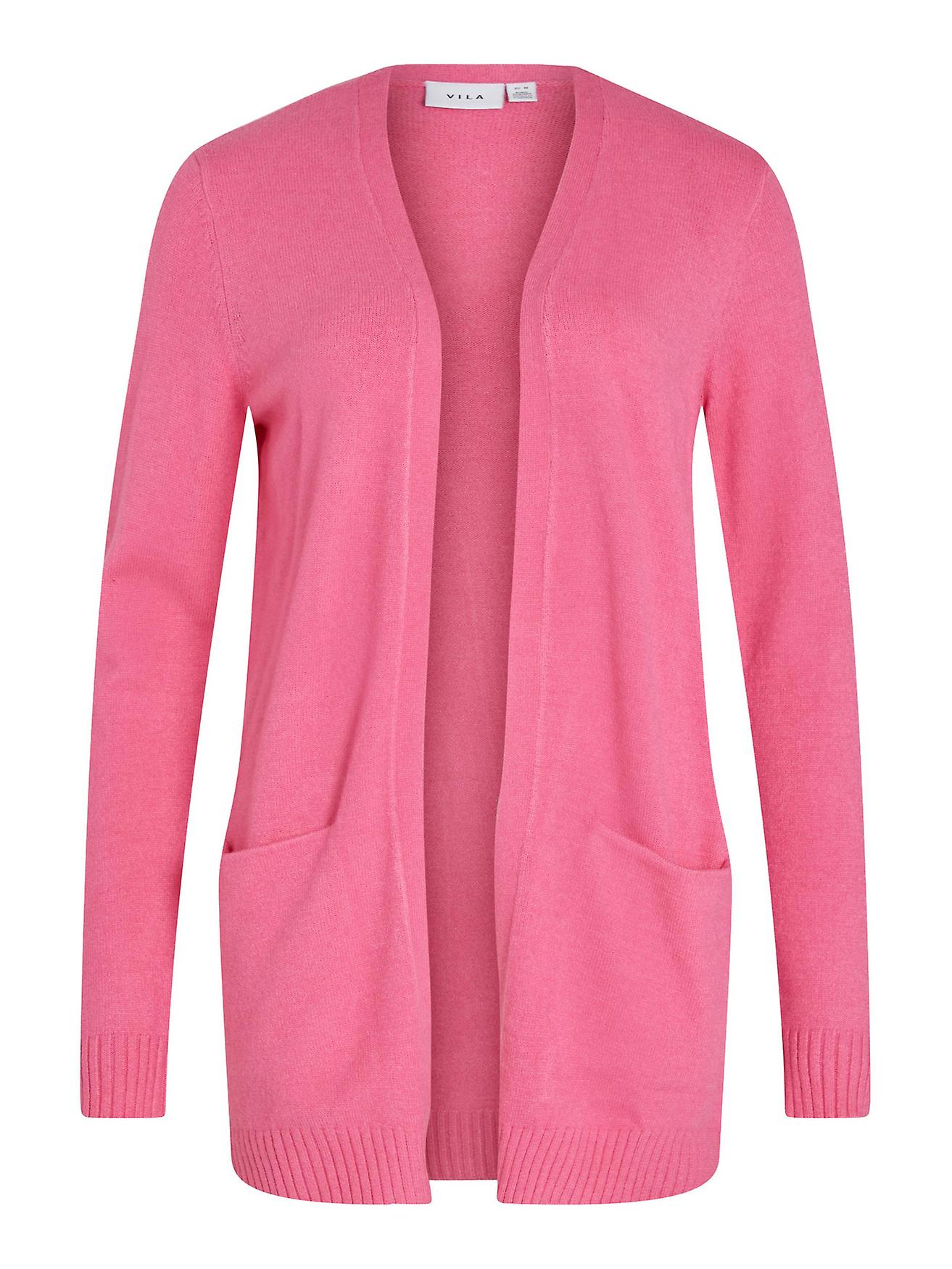 VILA Women's Basic Stretch Cardigan Fine Knit Jacket with Pockets VIRIL