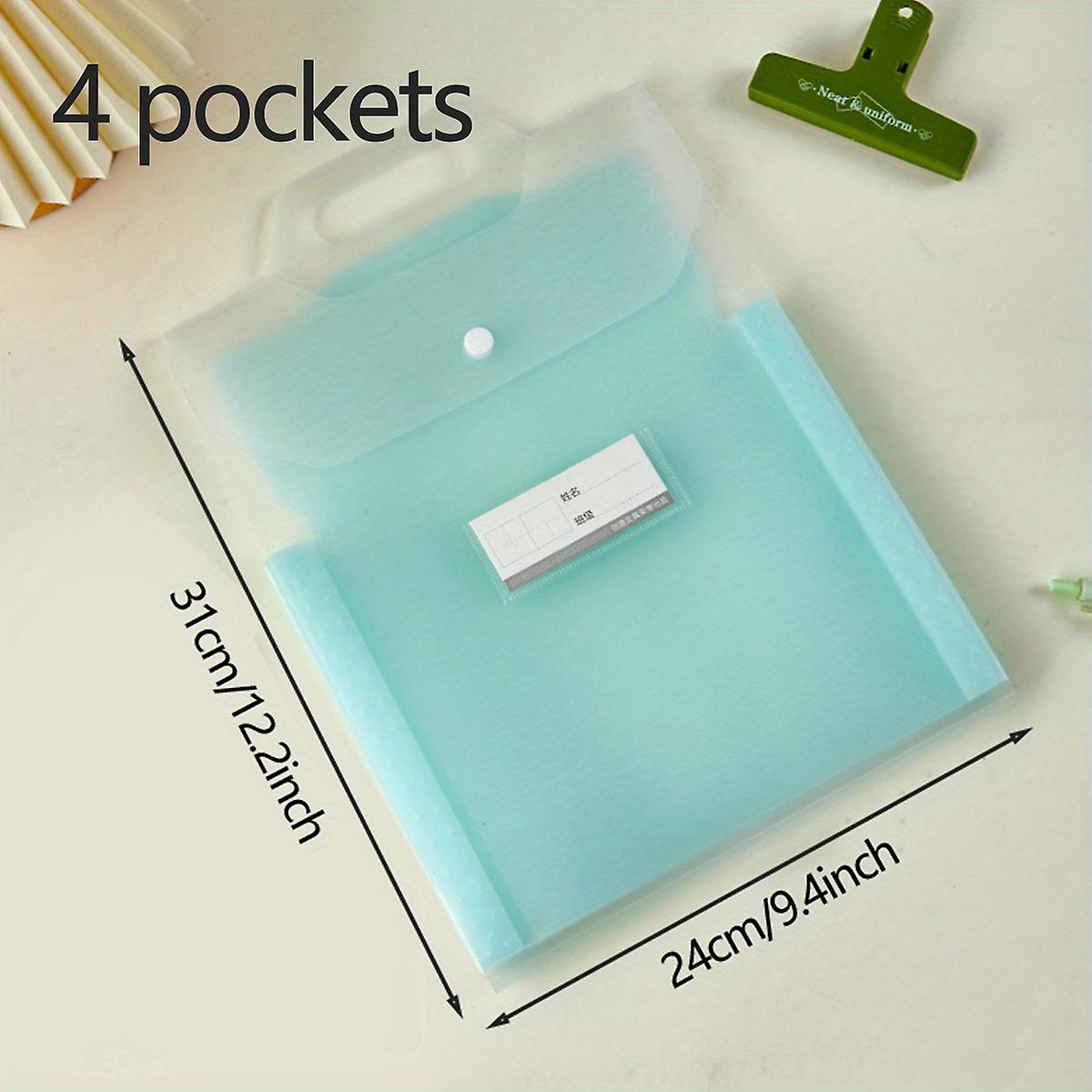 4 Pockets Expanding File Organizer With Handle  Expandable File With Lable Organizer Fit For Student 94*122in A4 Letter Size Able To Hold 50 Sheets Pa
