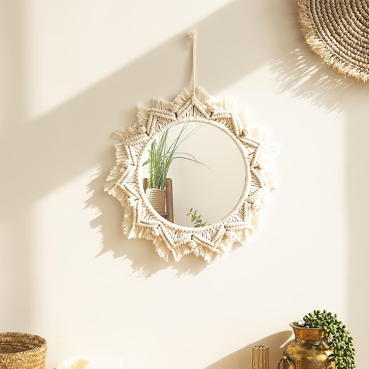 Verleihen Sie Ihrem Zuhause mit diesem handgewebten Wandteppichspiegel einen Hauch von Bohème-Charme!