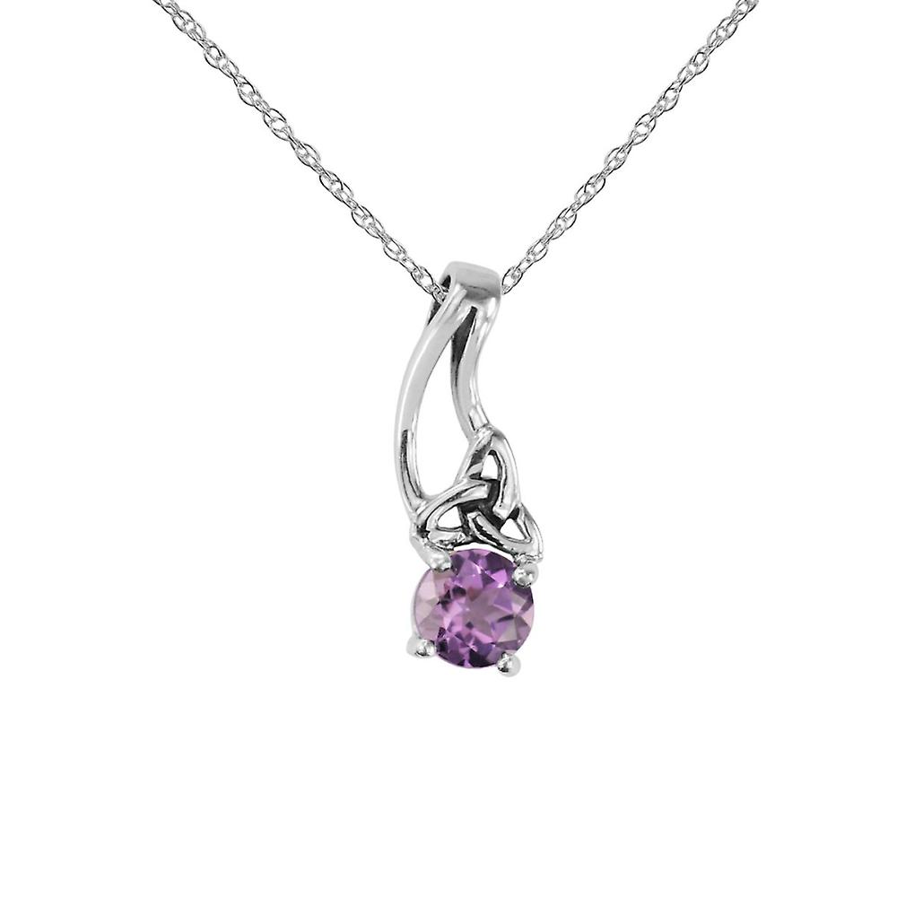 Celtic Holy Trinity Eternity Knotwork Drop Style Necklace Pendant - Amethyst Stone - Includes A 22"Silver Chain