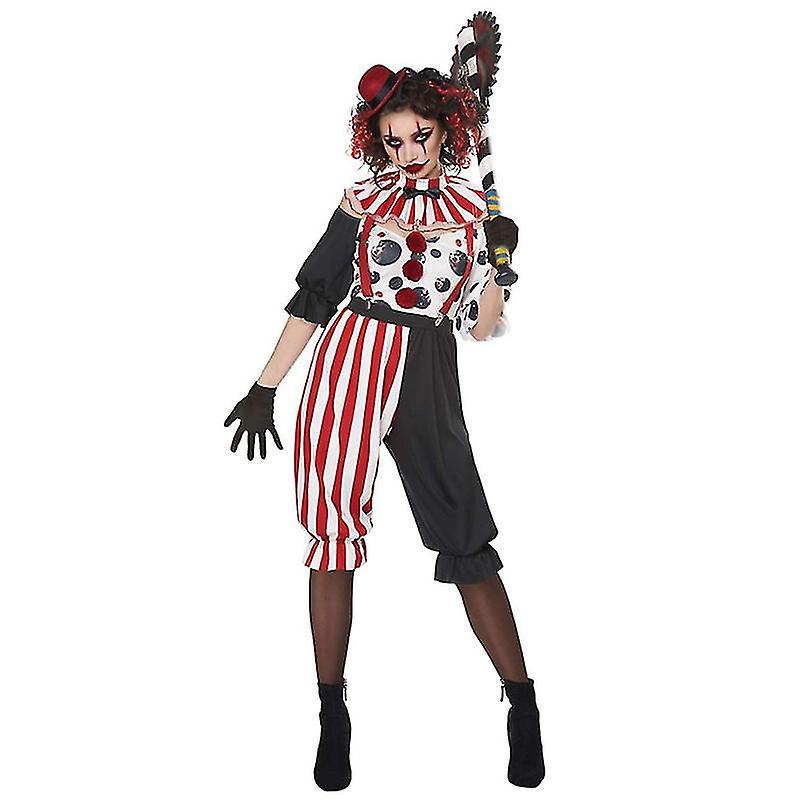 ミスいたずらファンシードレスアップハロウィーンカーニバルパーティー大人のKreepy Klownコスチューム女性ジョーカーゾンビピエロコスチューム