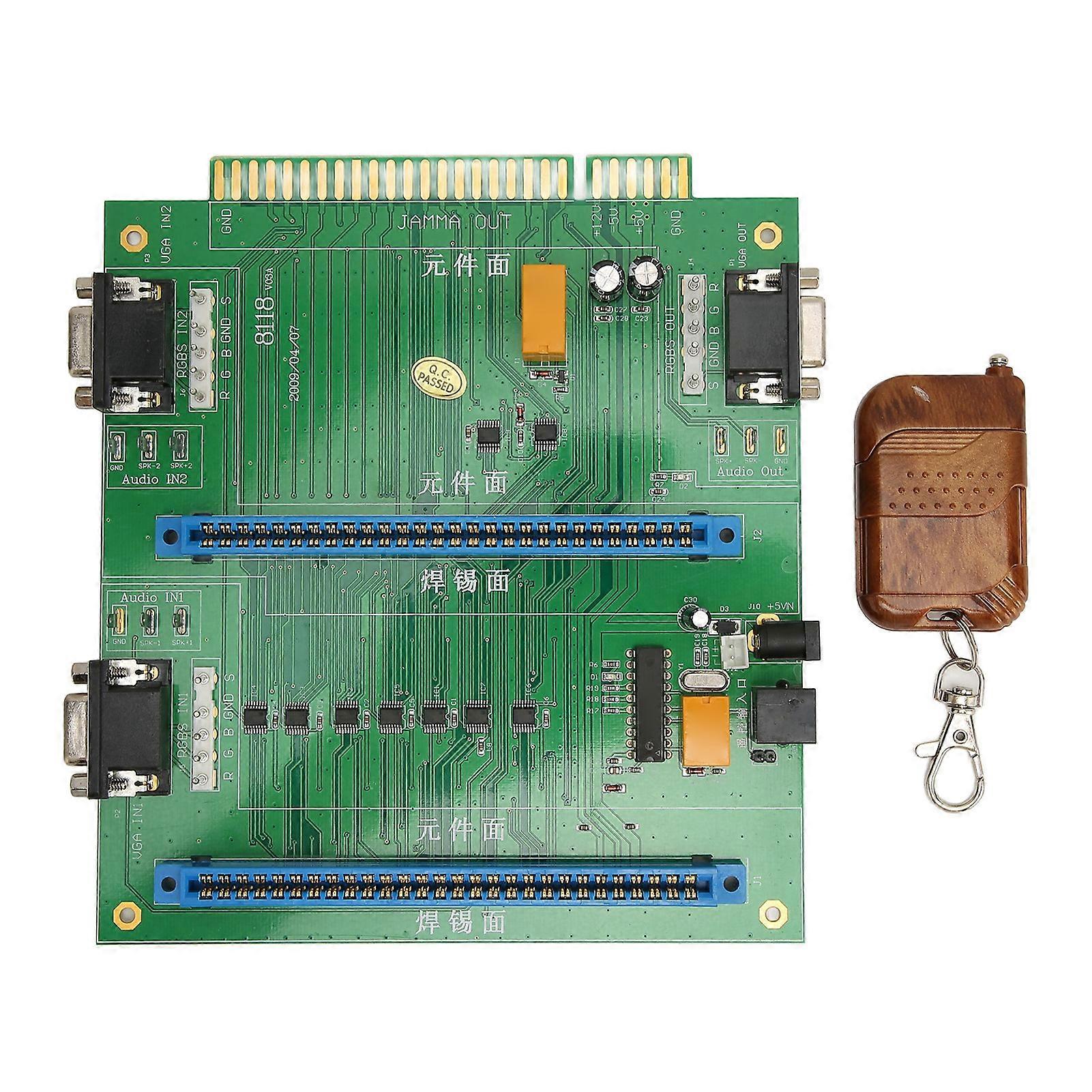 for JAMMA PC Board 2 Slots Easy to Install Multi for JAMMA 2 in 1 Switch with Remote Control for Games