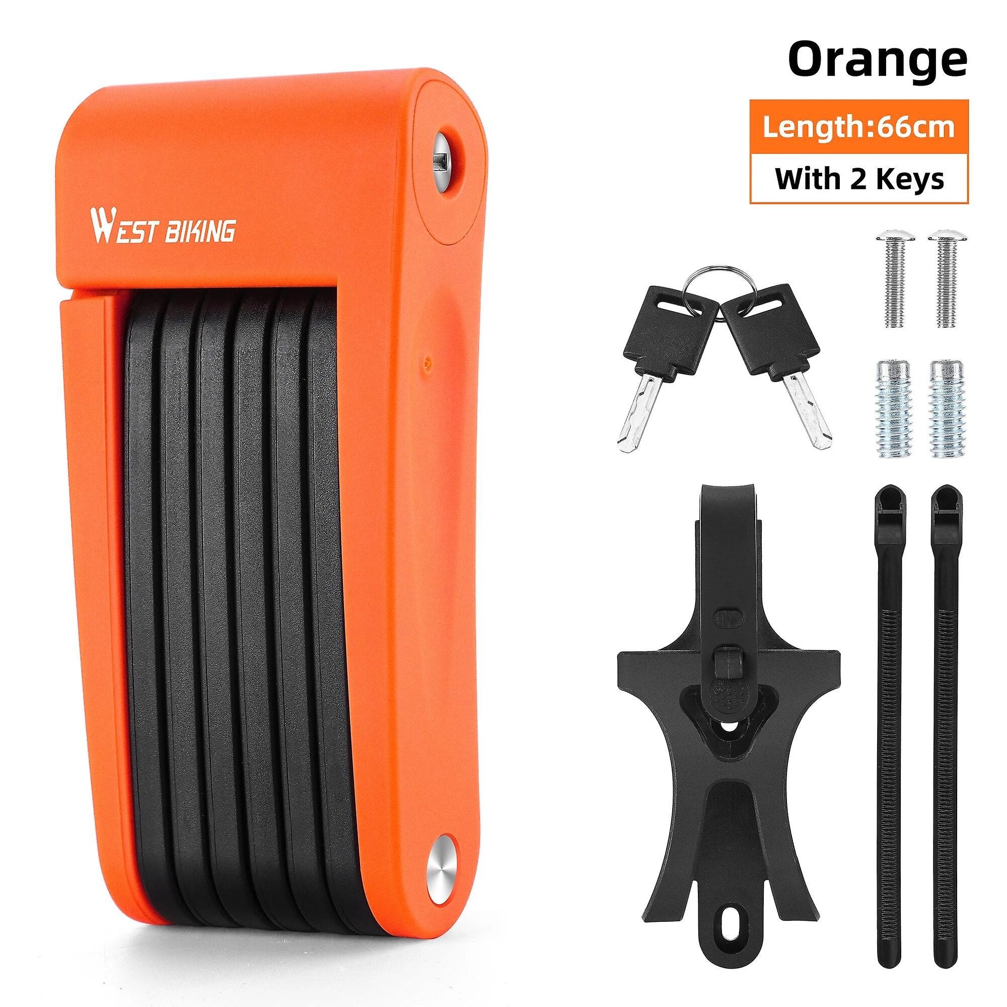 West Biking Portable Bicycle Folding Lock Heavy Duty Anti-theft Security Electric Scooter Lock With 2 Keys Mounting Bracket