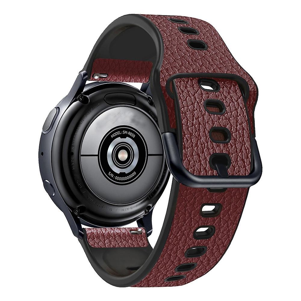 22mm Litchi Texture Coated TPU Watchband Multiple Holes Strap for Huawei Watch GT3 46mm/GT Runner