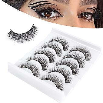 False Eyelashes Natural Look 3d Natural Artificial Mink Eyelashes 5 Pairs Wispy Fake Lashes Soft Faux Eyelashes