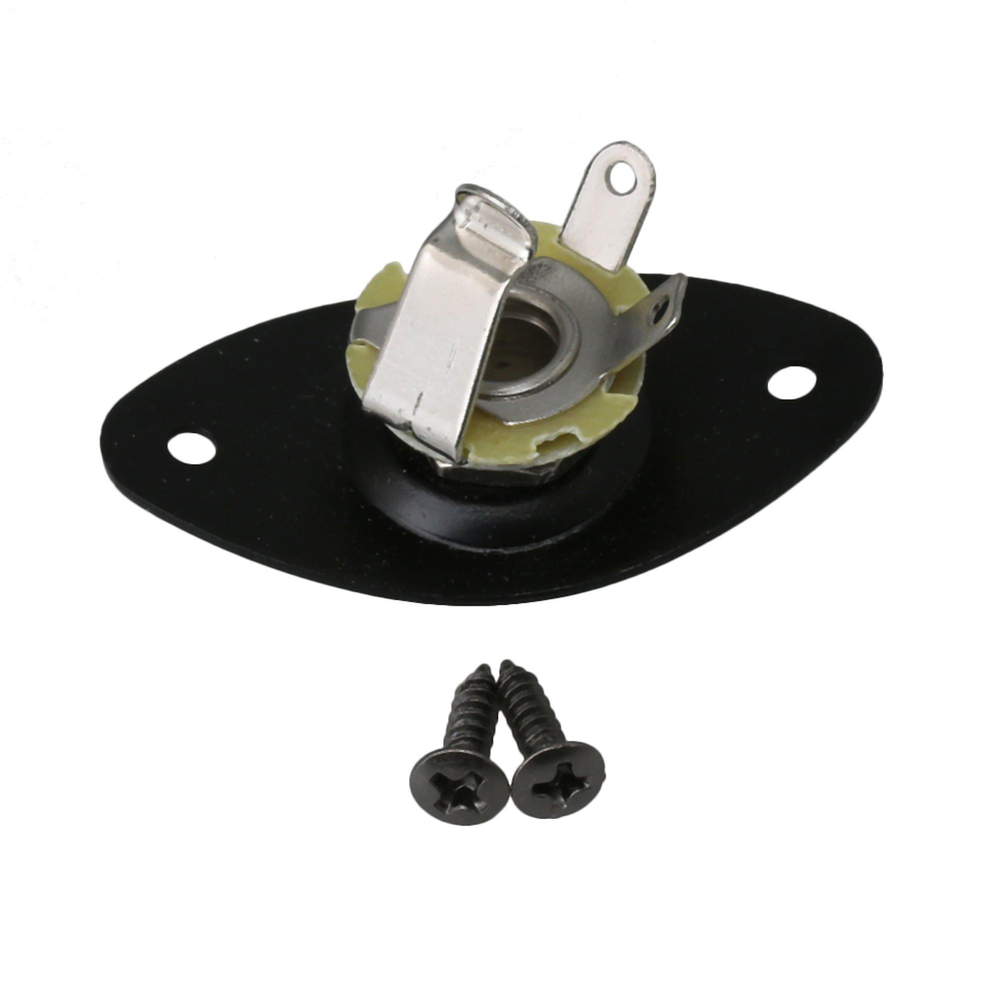 Black Oval Dented Guitar Jack Plate & Socket