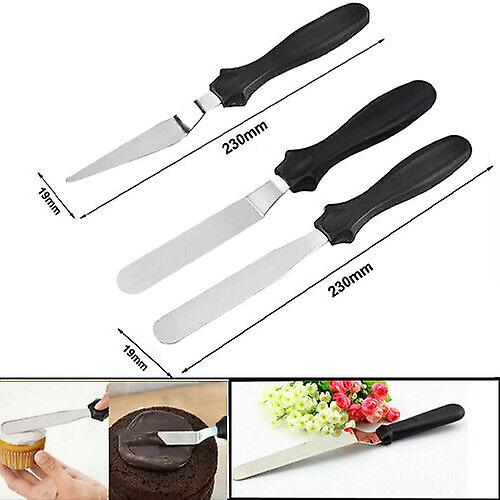 Set Of 3 Stainless Steel Spatula Palette Knife Cake Decorating Smooth Tools Kit
