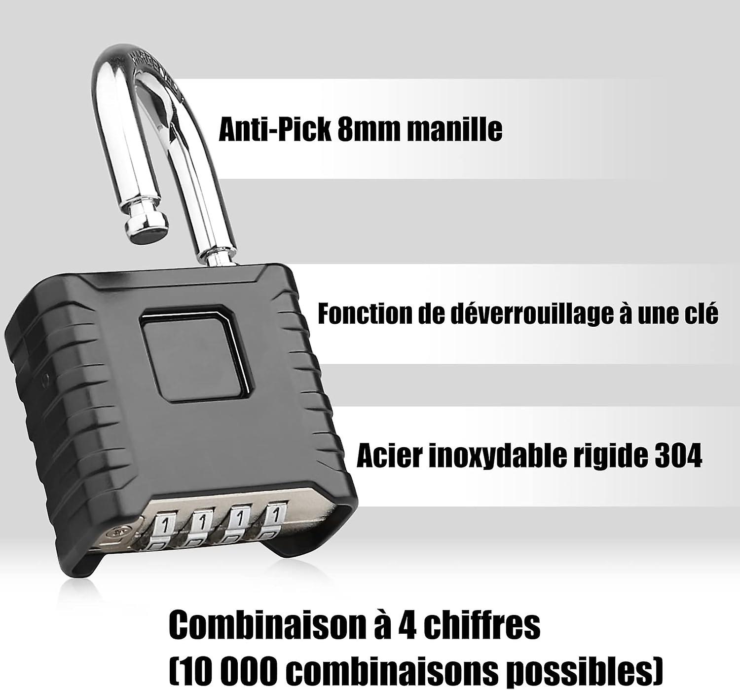 4-Digit Code Padlock, 52mm Outdoor Padlock Waterproof, Robust and Anti ...