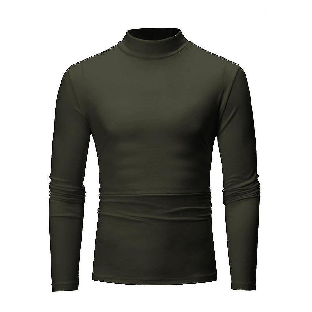 Men's Casual Slim Fit Plain Mock Neck Pullover Basic Long Sleeve T-shirt Tee Tops