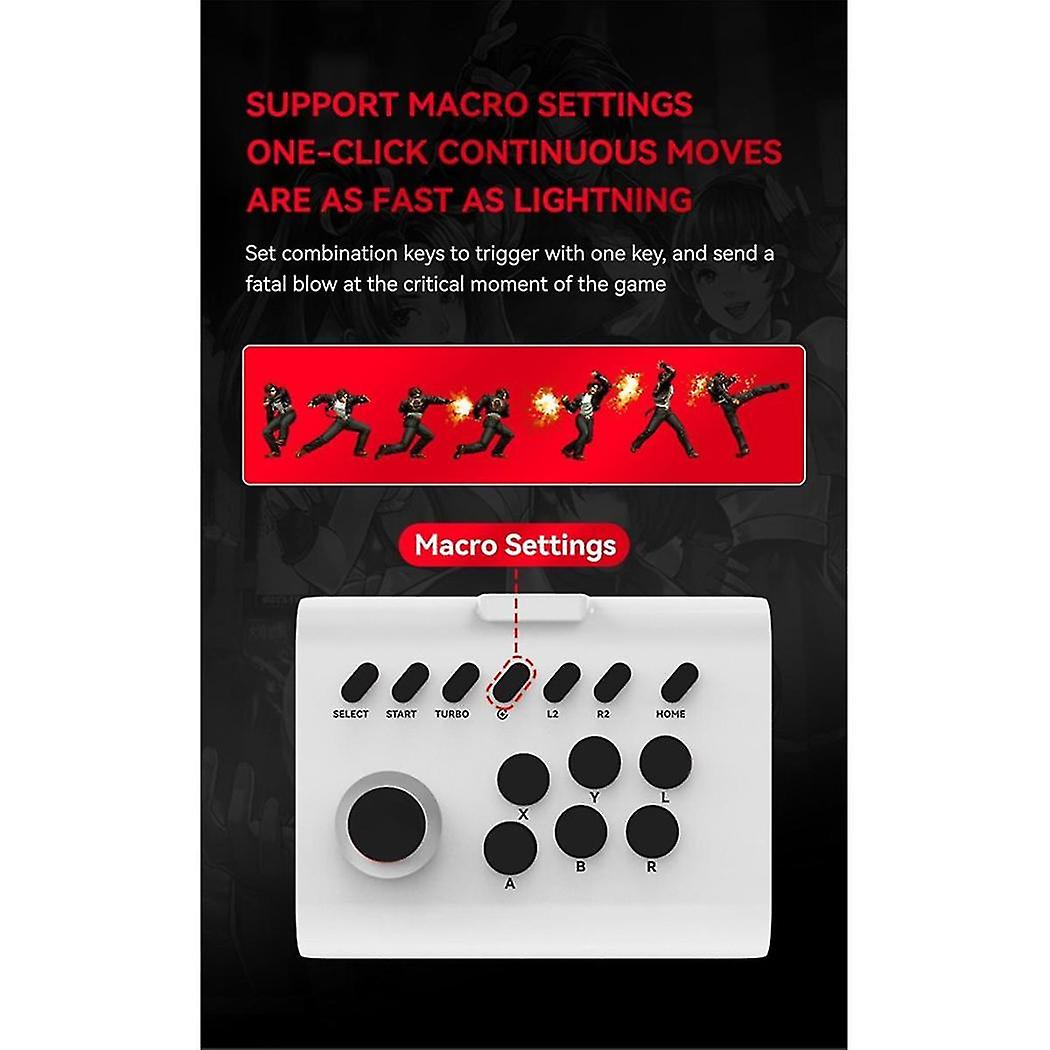 Wireless Joystick Controller Arcade Fighting Game Fight Stick Gaming Joystick For Ps3///switch/pc/android Black