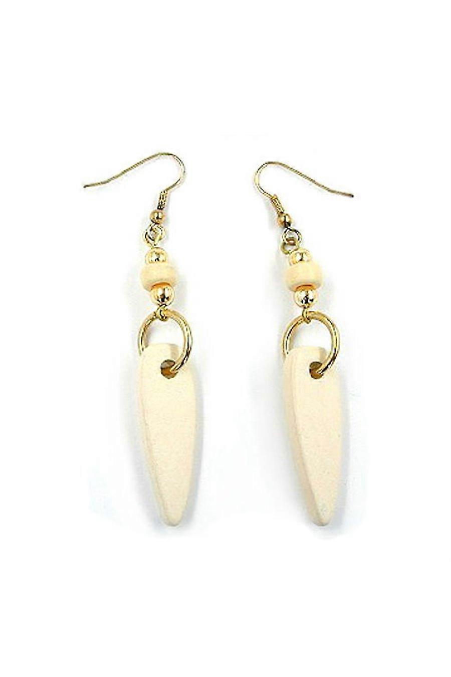 Hook Earrings Ceramic Cream Gold Coloured - Gl02796