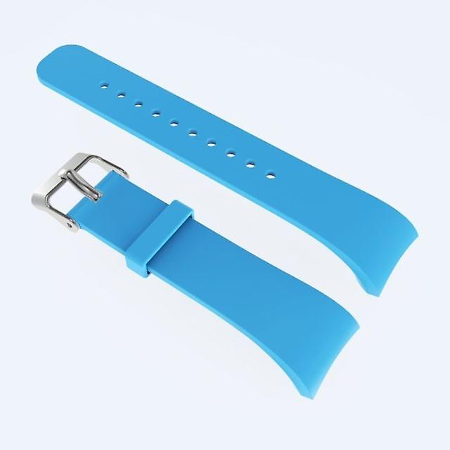 Solid colour leather watchband for Galaxy Gear Fit2 R360 (light blue)