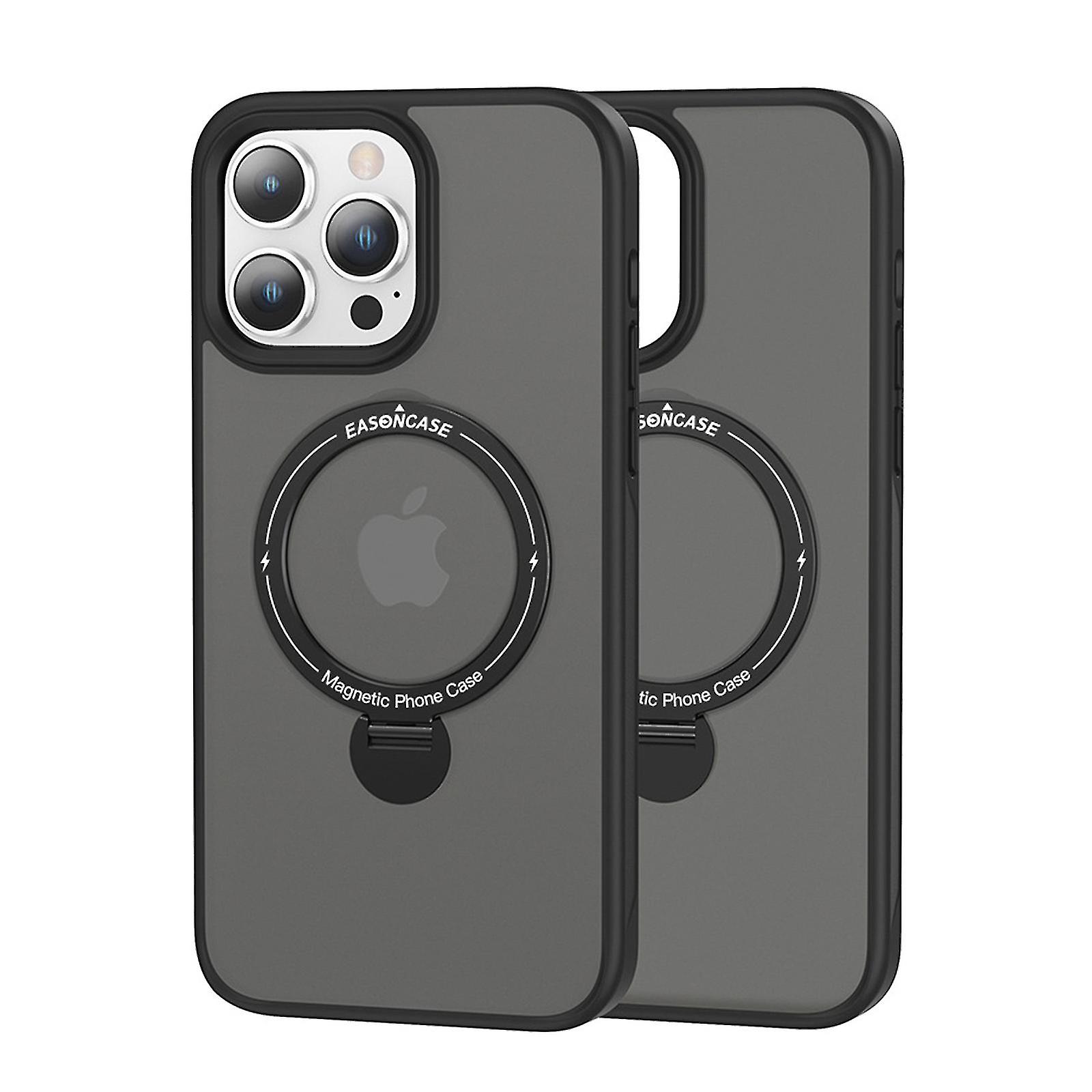 Magsafe Case Compatible With Iphone 15 Pro, Hard Pc Shockproof Cover With Camera Lens Protector & Ring Holder