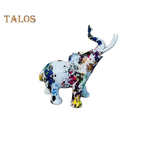 Creative Elephant Shape Statue Graffiti Pattern Good Luck Figure Synthetic Resin Display Mold Office