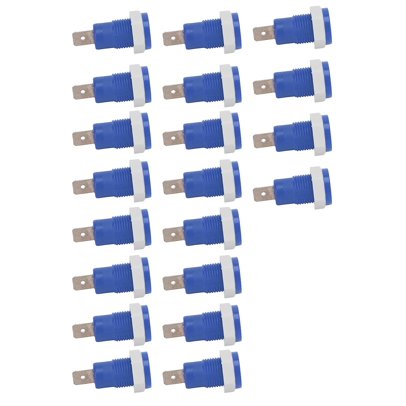 20Pcs/Set Banana Socket Female Connector 4mm/0.16in Brass Terminal Stable Current for Ships RVs TrucksBlue 