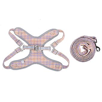 Adjustable Reflective Dog Harness Leash Set - Orange M Size