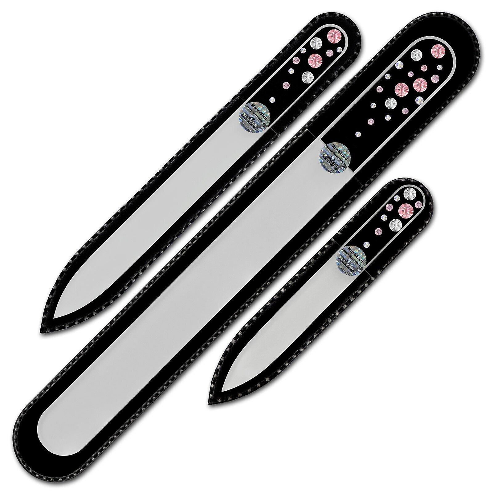 Set of 3 Transparent Crystal Nail Files with crystals W-BMS - Light Rose - Crystal